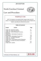 North Carolina Criminal Law and Procedure-Pamphlet 84 150324444X Book Cover