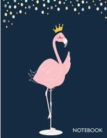 Notebook: Queen flamingo on dark blue cover and Lined pages, Extra large (8.5 x 11) inches, 110 pages, White paper 171712643X Book Cover