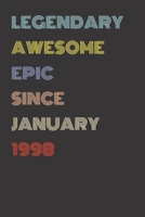 Legendary Awesome Epic Since January 1998 - Birthday Gift For 21 Year Old Men and Women Born in 1998: Blank Lined Retro Journal Notebook, Diary, Vintage Planner 1710145846 Book Cover