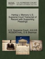 Hartog v. Memory U.S. Supreme Court Transcript of Record with Supporting Pleadings 1270230875 Book Cover