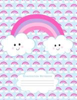 Happy Cloud Rainbow Composition Notebook: Wide Ruled (7.44 X 9.69) Kawaii Clouds Patterned Blue Background for Girls 1726039498 Book Cover