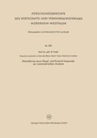 Entwicklung Neuer Regel- Und Kontroll-Apparate Zur Coulometrischen Analyse 3663036170 Book Cover