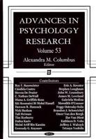 Advances in Psychology Research Volume 53 1600219241 Book Cover