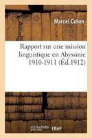 Rapport Sur Une Mission Linguistique En Abyssinie 1910-1911 2013669801 Book Cover