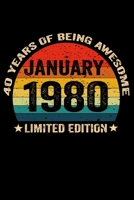 January 1980 Limited Edition 40 Years of Being Awesome: Vintage Sun 40 Years Old 40th Birthday & Anniversary Blank Lined Writing Notebook Journal for 40th Birthday Anniversary Gift 1674793340 Book Cover