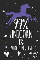 99% Unicorn 1% Everything Else: Unicorn Notebook 1793370230 Book Cover