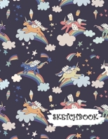 Sketchbook: Unicorns Jumping Rainbows Fun Framed Drawing Paper Notebook 1691089613 Book Cover