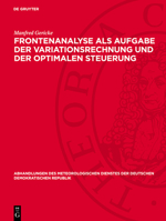 Frontenanalyse ALS Aufgabe Der Variationsrechnung Und Der Optimalen Steuerung 3112787684 Book Cover