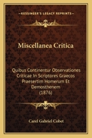 Miscellanea Critica 046932497X Book Cover