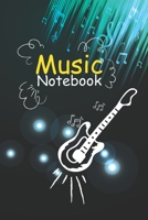 Music Notebook: Guitar Symbol in Cover & Cool Interior. 120 Pages 6x9 in Music Manuscript Paper. Space to Write Lyrics and Music Notes. Musicians ... Lyrics and Music.: Perfect for Music Lovers 1702089452 Book Cover