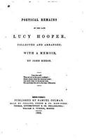 Poetical Remains of the Late Lucy Hooper 1530986338 Book Cover