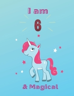 Unicorn SketchBook: I Am 6 & Magical With Unicorn Inside More Space for Sketching and Drawing and Writing Journal for Kids and Girls Marble Size 8.5in x 11in with 110 Pages 1654360473 Book Cover