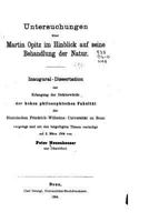 Untersuchungen �ber Martin Opitz Im Hinblick Auf Seine Behandlung Der Natur 1523924381 Book Cover