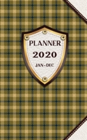 Planner 2020 Jan-Dec: Monthly and Weekly One Year Planner with Green Tartan and White Leather Label and Corner Cover with 12 Months Calendar (JAN-DEC 2020) 1697408338 Book Cover