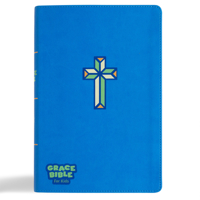CSB Grace Bible for Kids, Blue LeatherTouch, Large Print, Dyslexia-Friendly, Study Helps for Kids, Colored Overlays, Presentation Page, Inclusive Grace Typeface B0CVN1FH4T Book Cover