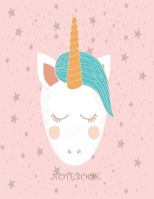 Notebook: Cute unicorn on pink star cover and Dot Graph Line Sketch pages, Extra large (8.5 x 11) inches, 110 pages, White paper, Sketch, Draw and Paint 1718982895 Book Cover