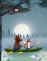 BEAR & FOX Journal · Paddling a Kayak on the river under a Full Moon · College Ruled Notebook (Bear and Fox Notebooks) 1091537895 Book Cover