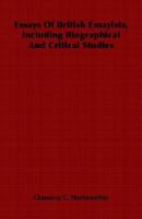 Essays of British essayists, including biographical and critical sketches. With a special introd. by Chauncey C. Starkweather 1176598023 Book Cover