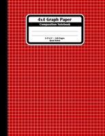 4x4 Graph Paper Composition Notebook: Square Grid or Quad Ruled Paper. Large Size Notebook, Red Squares Book Cover. 1711213012 Book Cover