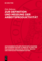 Zur Definition Und Messung Der Arbeitsproduktivität 3112775589 Book Cover
