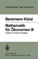 Mathematik für Ökonomen: Teil 3: Analysis in mehreren Variablen (Heidelberger Taschenbücher) 3540131671 Book Cover