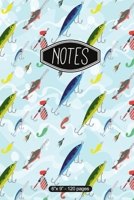 Notes: Fishing Lures Pattern Notebook 6"X9" 120 Pages College Ruled 1695041992 Book Cover