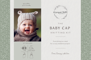 The Baby Cap Knitting Kit: Norwegian Knits from KlompeLOMPE,100% Merino Wool, Bamboo Needles, Accessory Bag, Step-by-Step Booklet, and Bonus Videos; ... (Norwegian Knitting Kits from KlompeLOMPE, 1) 0764372513 Book Cover