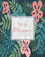 Year Planner Weekly and Monthly: January to December: navy floral Cover (2020 Pretty Simple Planners): Organizer planner / Gift, 140 Pages, 8x10, Soft Cover, Matte Finish 1659548217 Book Cover