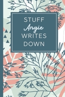 Stuff Angie Writes Down: Personalized Journal / Notebook (6 x 9 inch) STUNNING Tropical Teal and Blush Pink Pattern 1677428821 Book Cover