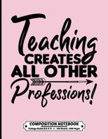 Teaching Creates All Other Professions Composition Notebook: Exercise Book College Ruled 8.5 x 11 Inch 200 Pages With School Calendar 2019-2020 For Students and Teachers With Cute Design Cover For Ele 1080757511 Book Cover