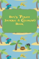 Boy's Pirate Journal & Coloring Book: Pages to Journal in, Write your notes, Color Pirates , Dreams, Things to remember, Goals and then take a break ... boredom is this book.  Palm Trees on Island. 1697690432 Book Cover