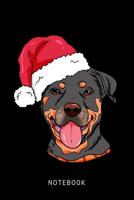 Notebook: Happy Rottweiler Dog Wearing A Christmas Hat 1076943675 Book Cover