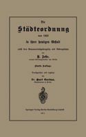 Die Stadteordnung Von 1853 in Ihrer Heutigen Gestalt Nebst Dem Kommunalabgabengesetz Und Nebengesetzen 366232282X Book Cover