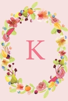 K: Soft Floral Wreath Monogram Sketchbook 110 Sketchbook Pages (6 x 9) Floral Watercolor Monogram Sketch Notebook Personalized Initial Letter Journal Monogramed Sketchbook 1697480128 Book Cover