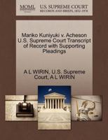 Mariko Kuniyuki v. Acheson U.S. Supreme Court Transcript of Record with Supporting Pleadings 1270393448 Book Cover