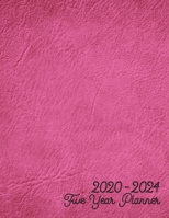 2020-2024 Five Year Planner: Jan 2020-Dec 2024, 5 Year Planner, deep pink leather digital paper cover, featuring 2020-2024 Overview, daily, weekly, ... list, reminders, and goals. 8.5" X 11" sized. 1700110497 Book Cover