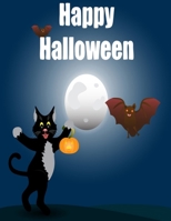 Happy Halloween: An Adult Coloring Book with Beautiful Flowers, Adorable Animals, Spooky Characters, and Relaxing Fall Designs B08J579BWG Book Cover