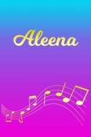 Aleena: Sheet Music Note Manuscript Notebook Paper - Pink Blue Gold Personalized Letter A Initial Custom First Name Cover - Musician Composer Instrument Composition Book - 12 Staves a Page Staff Line  1706585683 Book Cover
