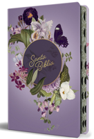 Biblia Reina Valera letra gigante, tapa dura flores morada con cantos pintados e índice / Spanish Bible Reina Valera Giant Print, Hardcover Purple Flowers with (Spanish Edition) B0GRBY2BRM Book Cover