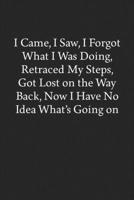 I Came, I Saw, I Forgot What I Was Doing, Retraced My Steps, Got Lost on the Way Back, Now I Have No Idea What's Going on: Blank Funny Lined Journal - Black Sarcastic Notebook 168680881X Book Cover