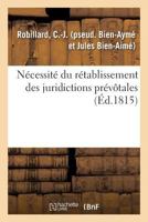 Nécessité du rétablissement des juridictions prévôtales 2014105936 Book Cover