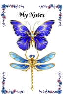Blue and Gold Butterfly and Dragonfly Notebook 1006002456 Book Cover