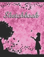 Sketchbook: Large Size 8.5x11 Blank 100+ Pages, Perfect for Drawing, Sketching, Doodling, or Creative Journaling - Premium Pink Silhouette Cover, Matte 1708480765 Book Cover