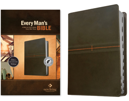 Every Man's Bible NLT (Leatherlike, East-West Grey, Indexed) 1496466357 Book Cover