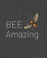 Back To School Notebook - Cute BEE Design with SOFT Cover: 8 x 10 size. 108 pages. Wide Ruled. Black Faux Glitter Effect (no mess) Ideal gift idea for the start of new school year 1089293151 Book Cover