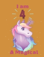 Unicorn SketchBook: I Am 4 & Magical With Unicorn Inside More Space for Sketching and Drawing and Writing Journal for Kids and Girls Marble Size 8.5in x 11in with 110 Pages 1654355771 Book Cover