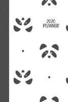 2020 Planner: Simple On-The-Go Yearly, Monthly, and Weekly Organizer, Appointment Calendar, and Lined Journal | Abstract Panda Bear Face Pattern Cover Design in Black and White 1672469694 Book Cover