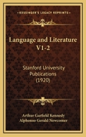 Language And Literature V1-2: Stanford University Publications 1167244249 Book Cover