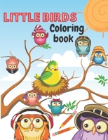 Little Birds Coloring Book: Amazing Beautiful Pictures of Happy Birds, Plants and Wildlife for Stress Relief and Relaxation for Kids ages 3 to 8 B08Y49Z5Q7 Book Cover