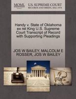 Handy v. State of Oklahoma ex rel King U.S. Supreme Court Transcript of Record with Supporting Pleadings 1270265857 Book Cover